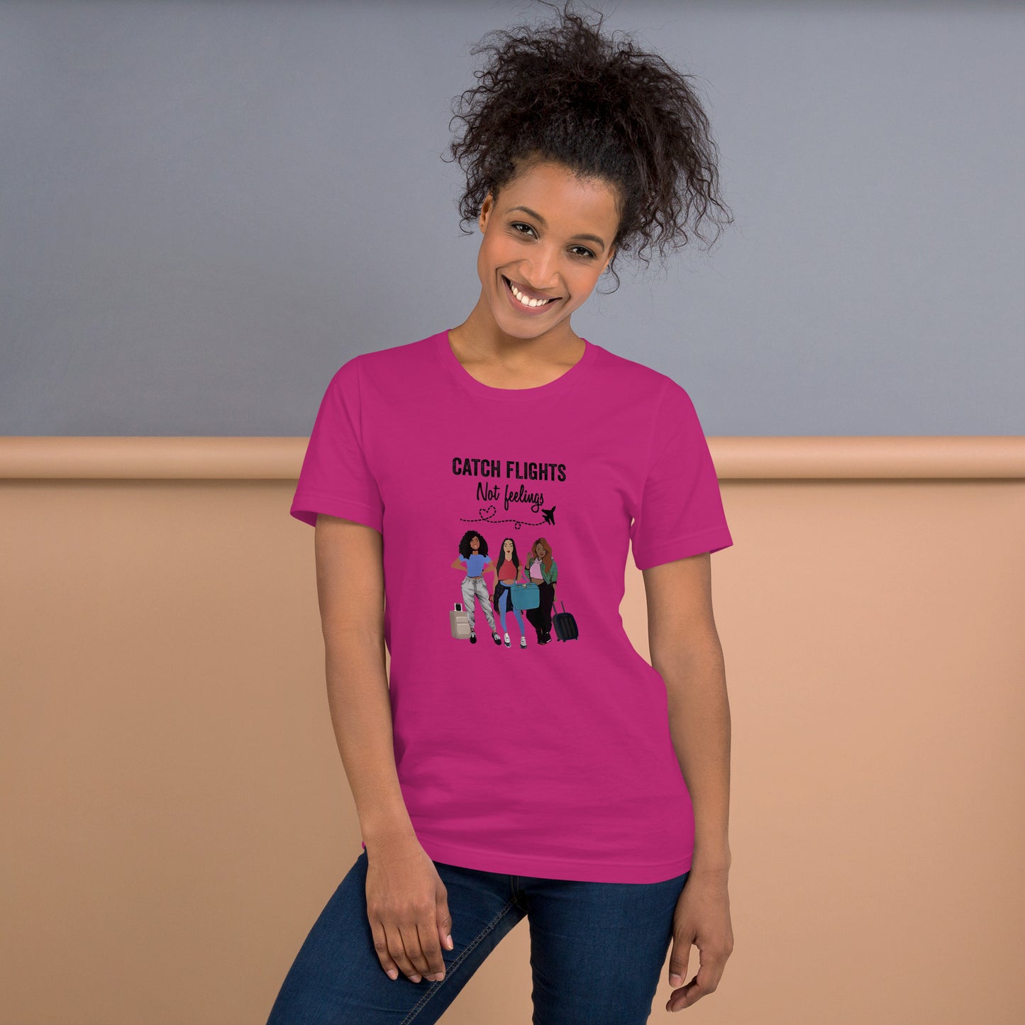 WOMENS CATCH FLIGHTS NOT FEELINGS SUMMER T-SHIRT GIFT FOR WOMEN