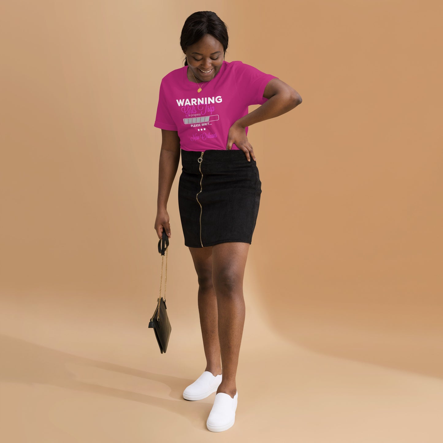 WOMENS WARNING GIRLS TRIP IN PROGRESS NEW ORLEANS WEEKEND 2021 V-NECK T-SHIRT