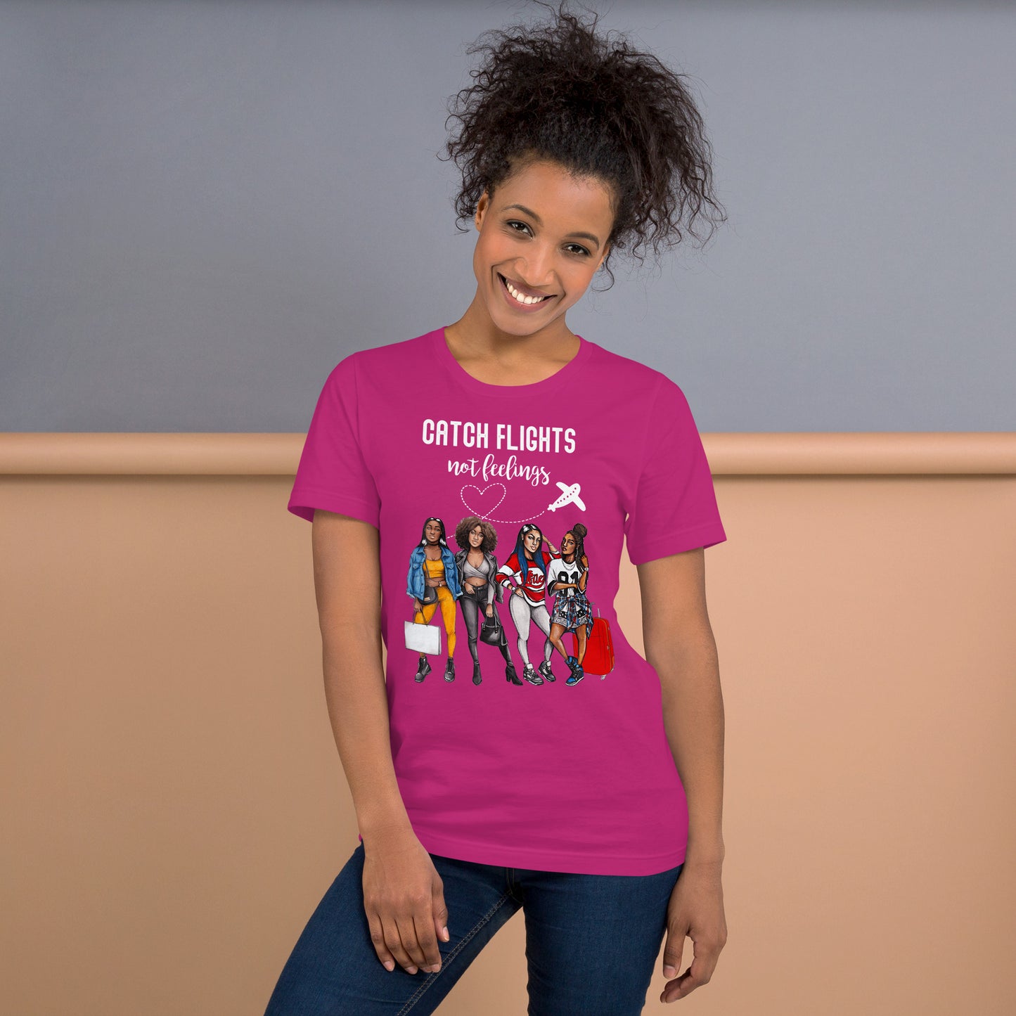 Catch Flights Not Feelings Black Women Vacation Group Summer T-Shirt