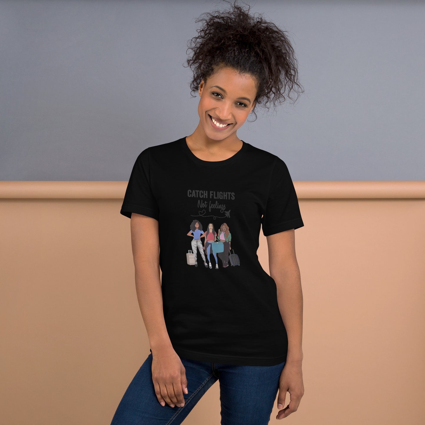 WOMENS CATCH FLIGHTS NOT FEELINGS SUMMER T-SHIRT GIFT FOR WOMEN