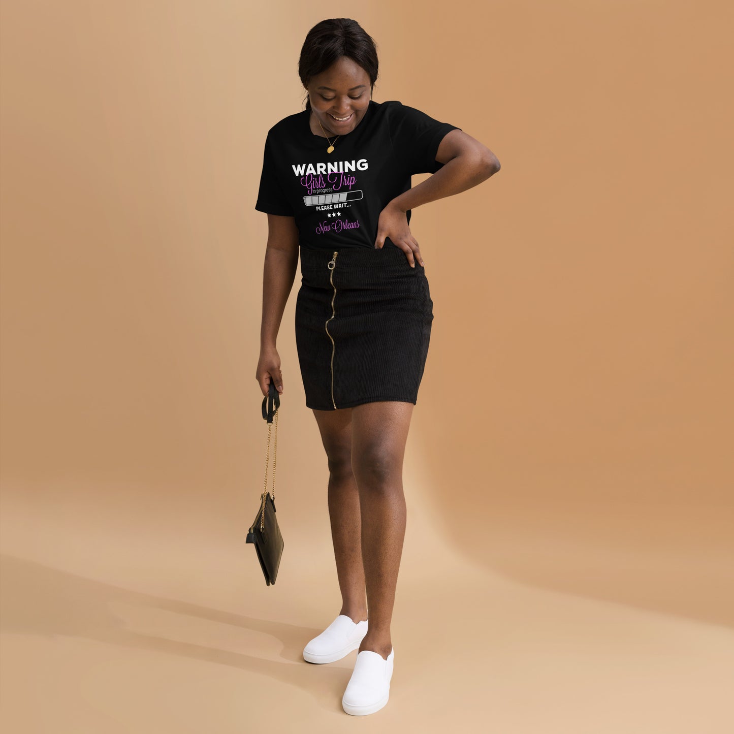 WOMENS WARNING GIRLS TRIP IN PROGRESS NEW ORLEANS WEEKEND 2021 V-NECK T-SHIRT