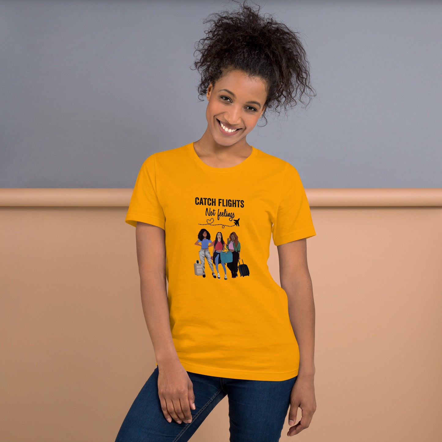 WOMENS CATCH FLIGHTS NOT FEELINGS SUMMER T-SHIRT GIFT FOR WOMEN
