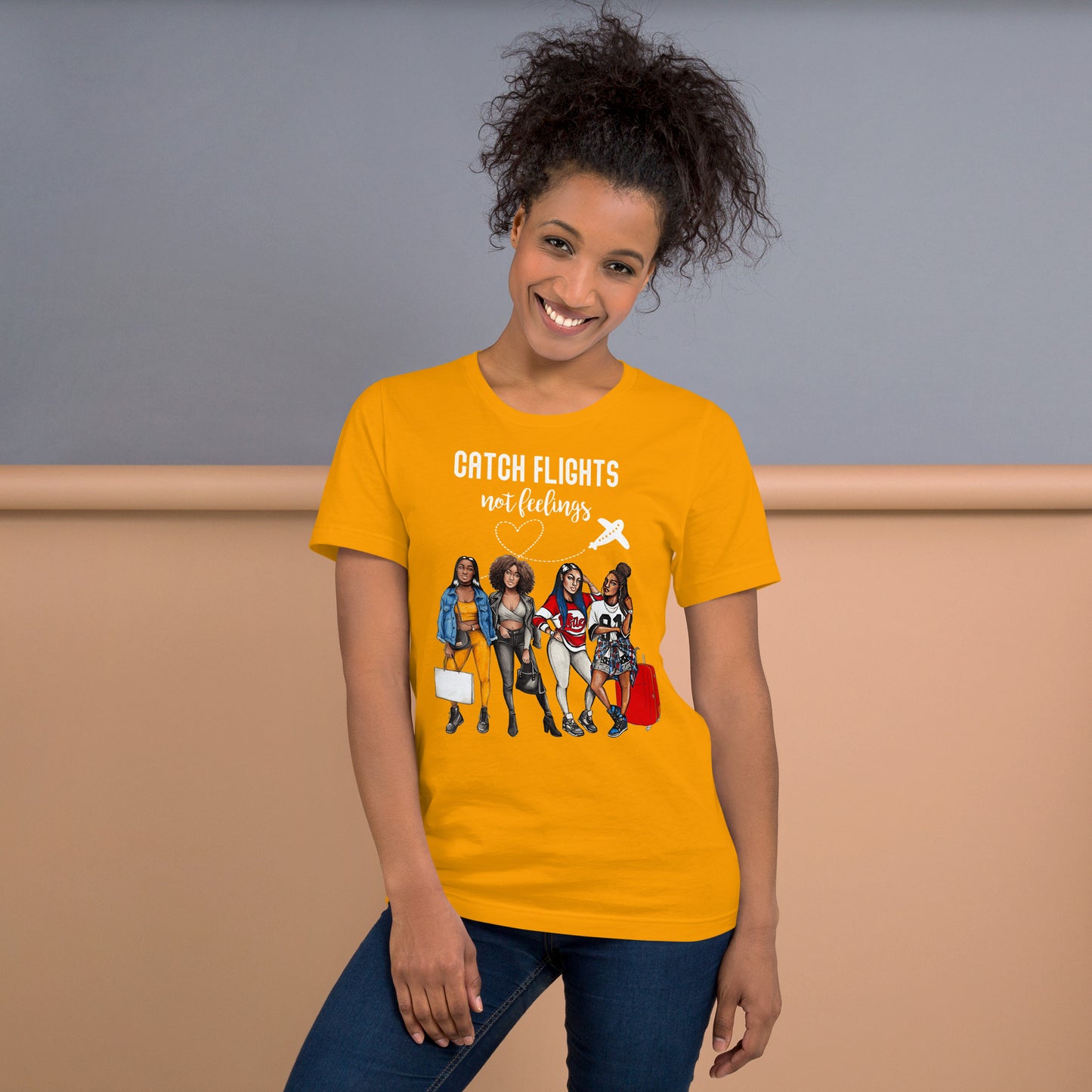 Catch Flights Not Feelings Black Women Vacation Group Summer T-Shirt