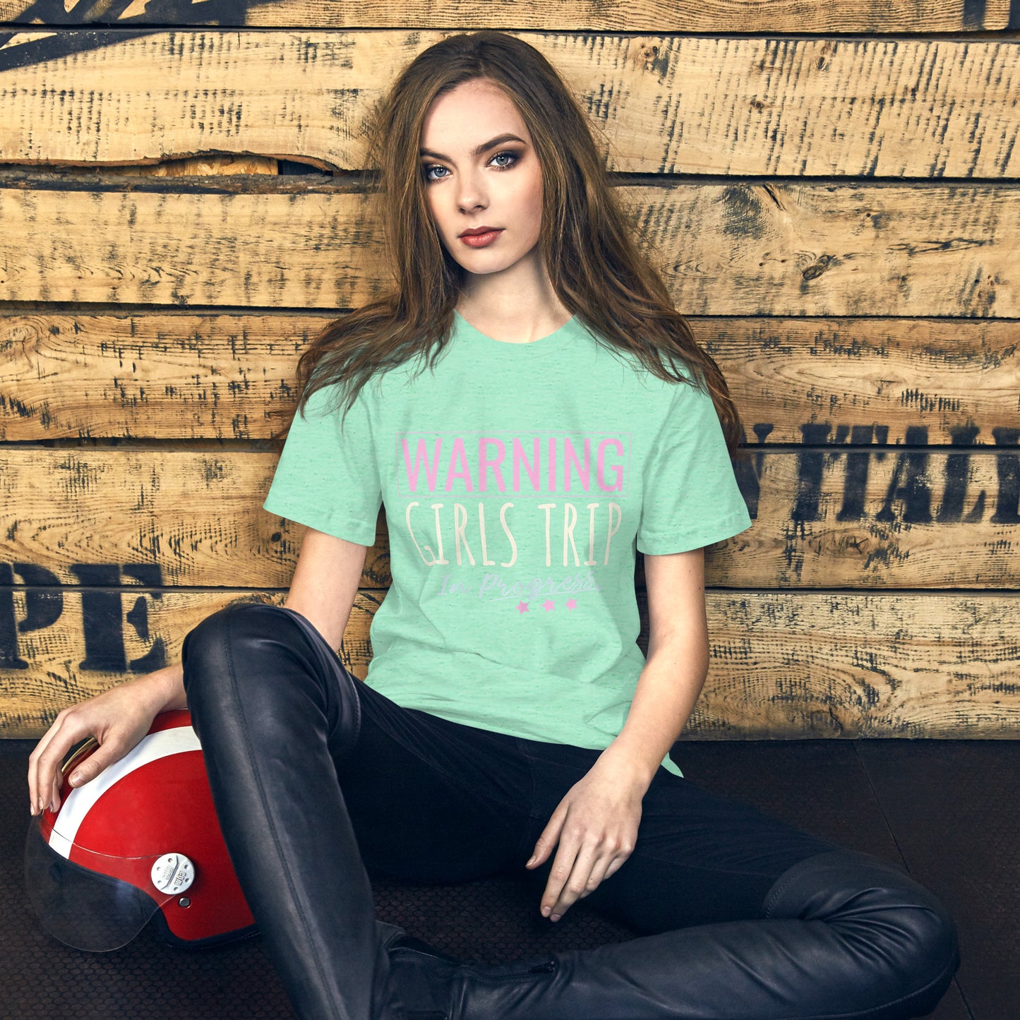 WOMENS WARNING GIRLS TRIP IN PROGRESS TRAVEL VACATION GROUP T-SHIRT