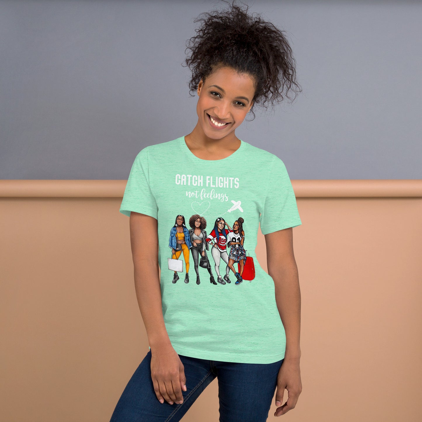 Catch Flights Not Feelings Black Women Vacation Group Summer T-Shirt