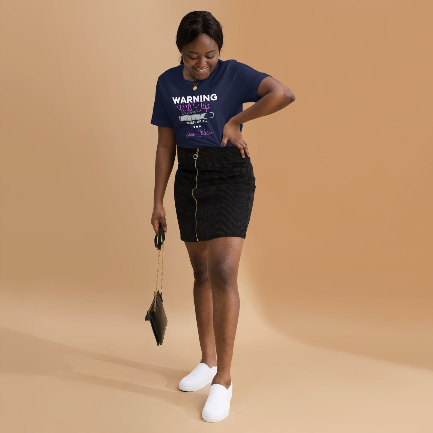 WOMENS WARNING GIRLS TRIP IN PROGRESS NEW ORLEANS WEEKEND 2021 V-NECK T-SHIRT