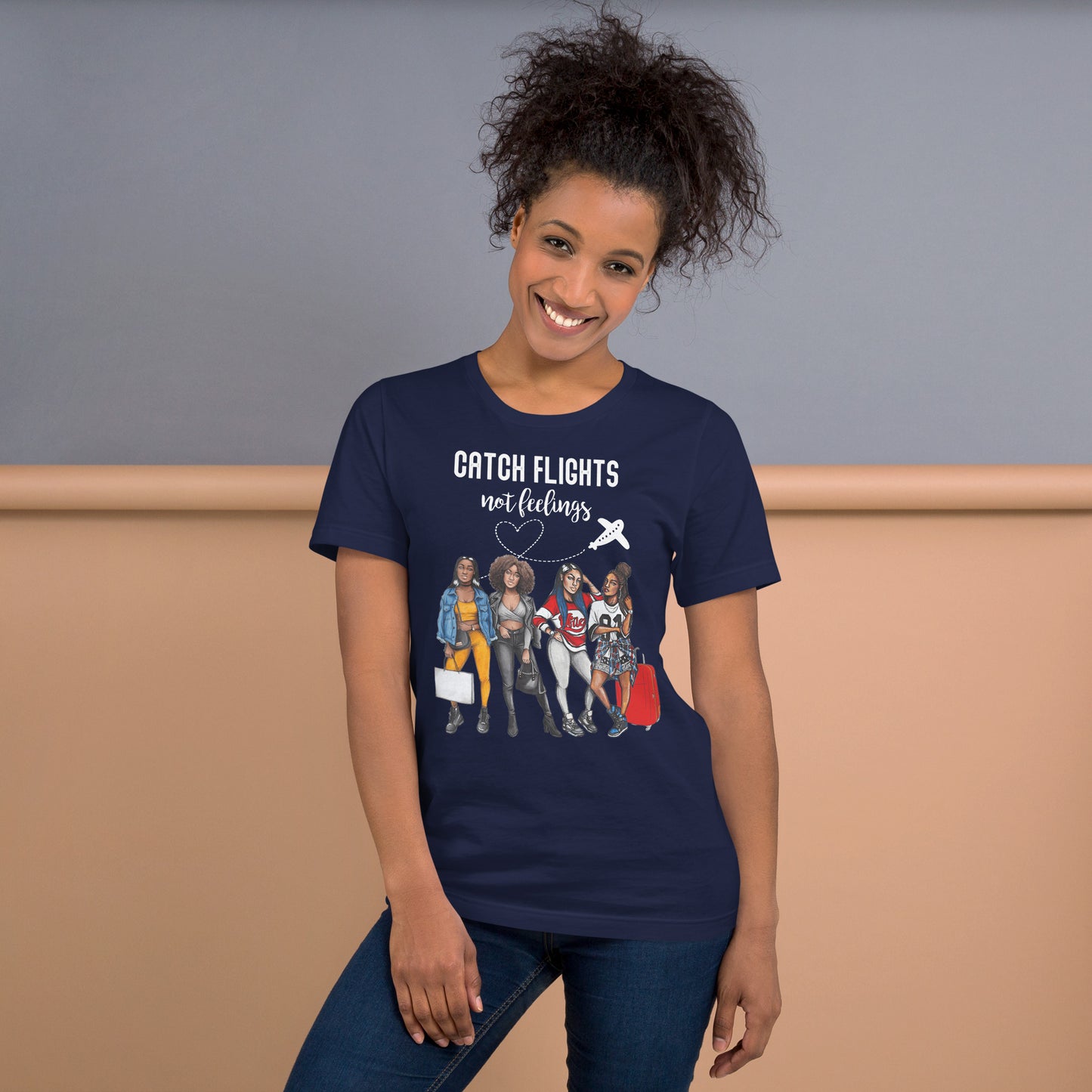 Catch Flights Not Feelings Black Women Vacation Group Summer T-Shirt