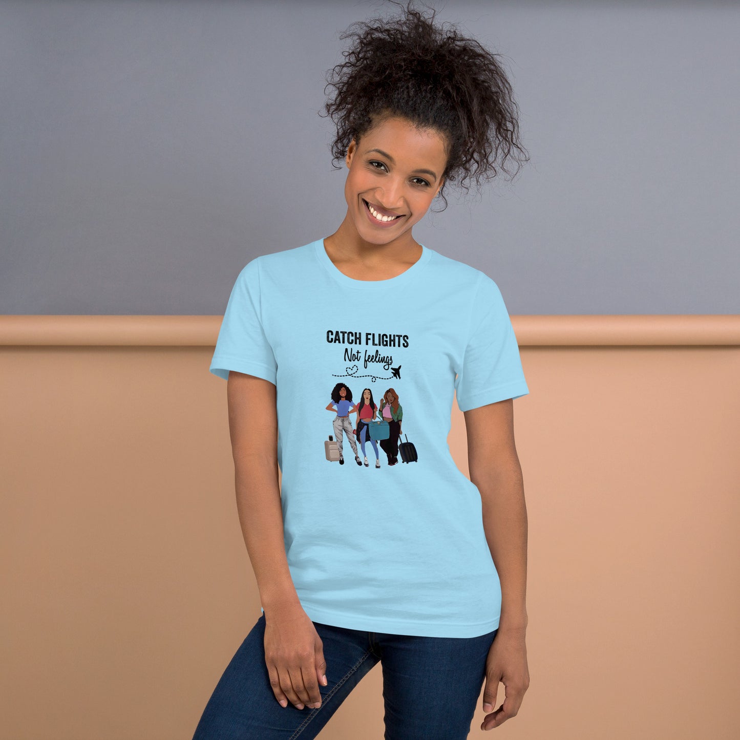 WOMENS CATCH FLIGHTS NOT FEELINGS SUMMER T-SHIRT GIFT FOR WOMEN