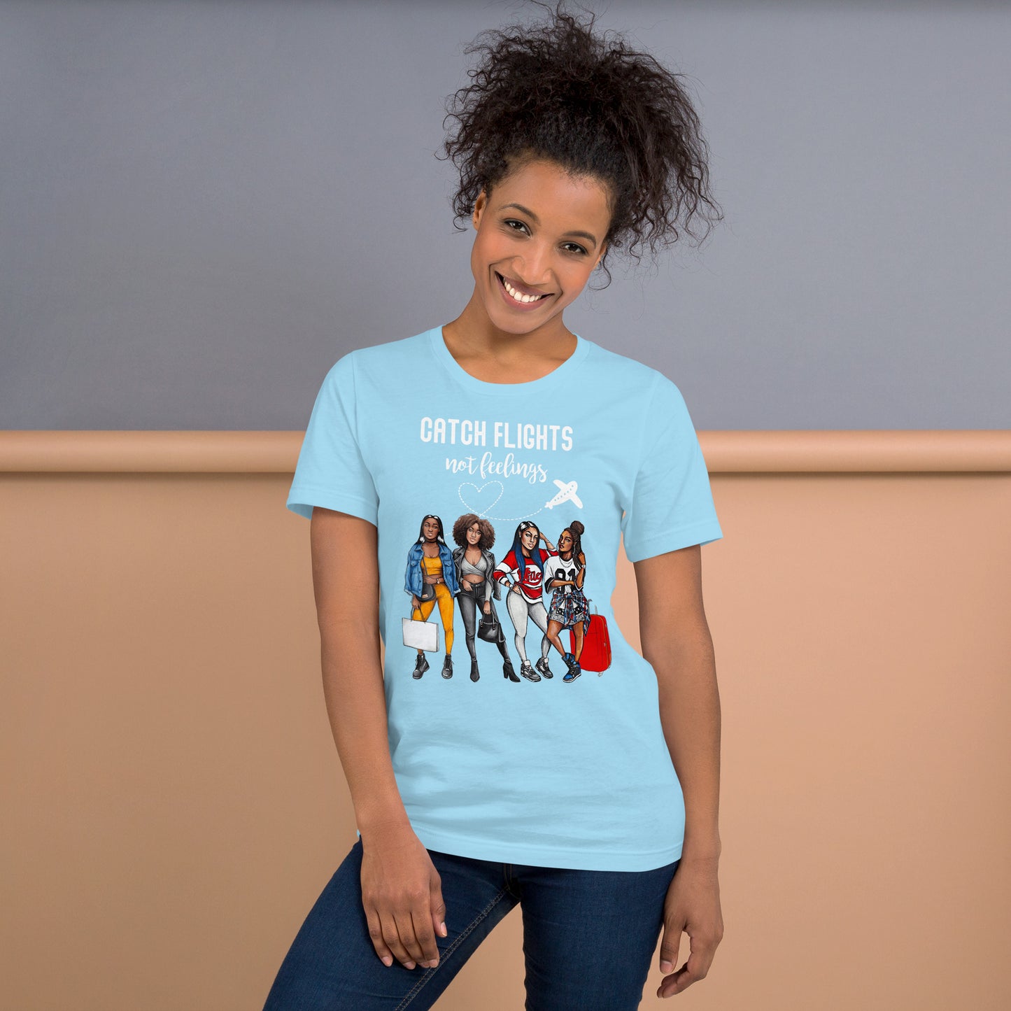 Catch Flights Not Feelings Black Women Vacation Group Summer T-Shirt