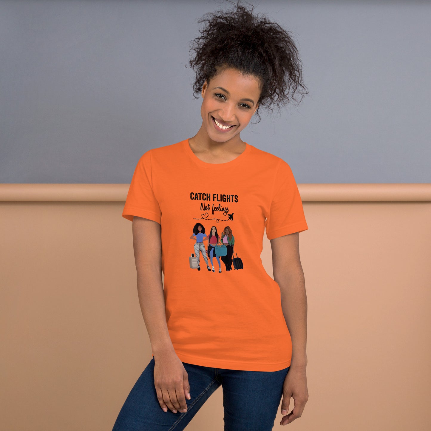 WOMENS CATCH FLIGHTS NOT FEELINGS SUMMER T-SHIRT GIFT FOR WOMEN