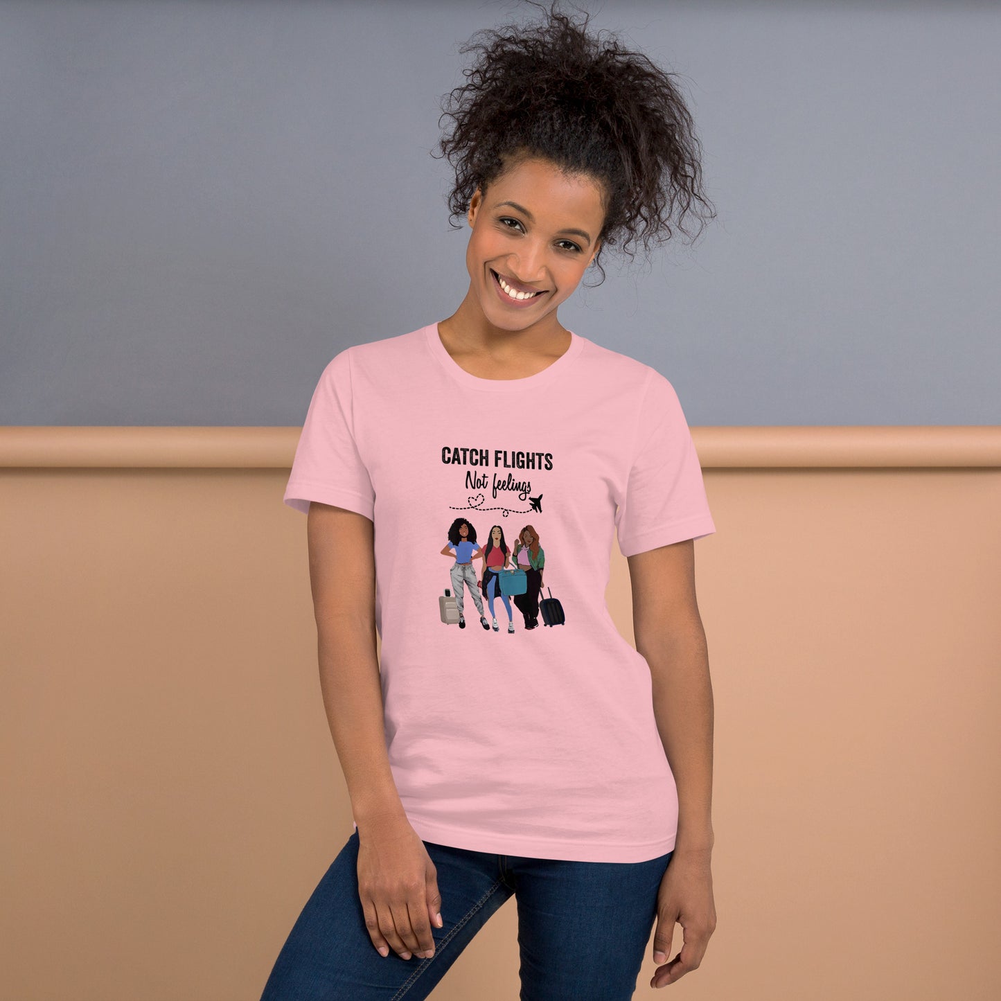 WOMENS CATCH FLIGHTS NOT FEELINGS SUMMER T-SHIRT GIFT FOR WOMEN