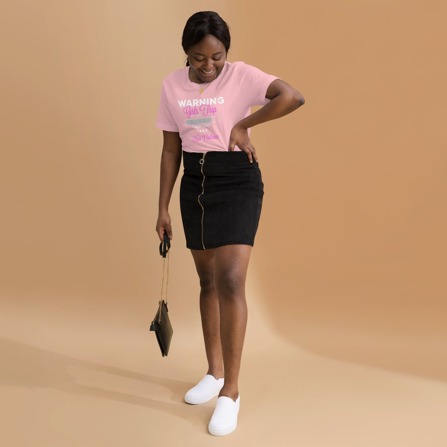 WOMENS WARNING GIRLS TRIP IN PROGRESS NEW ORLEANS WEEKEND 2021 V-NECK T-SHIRT