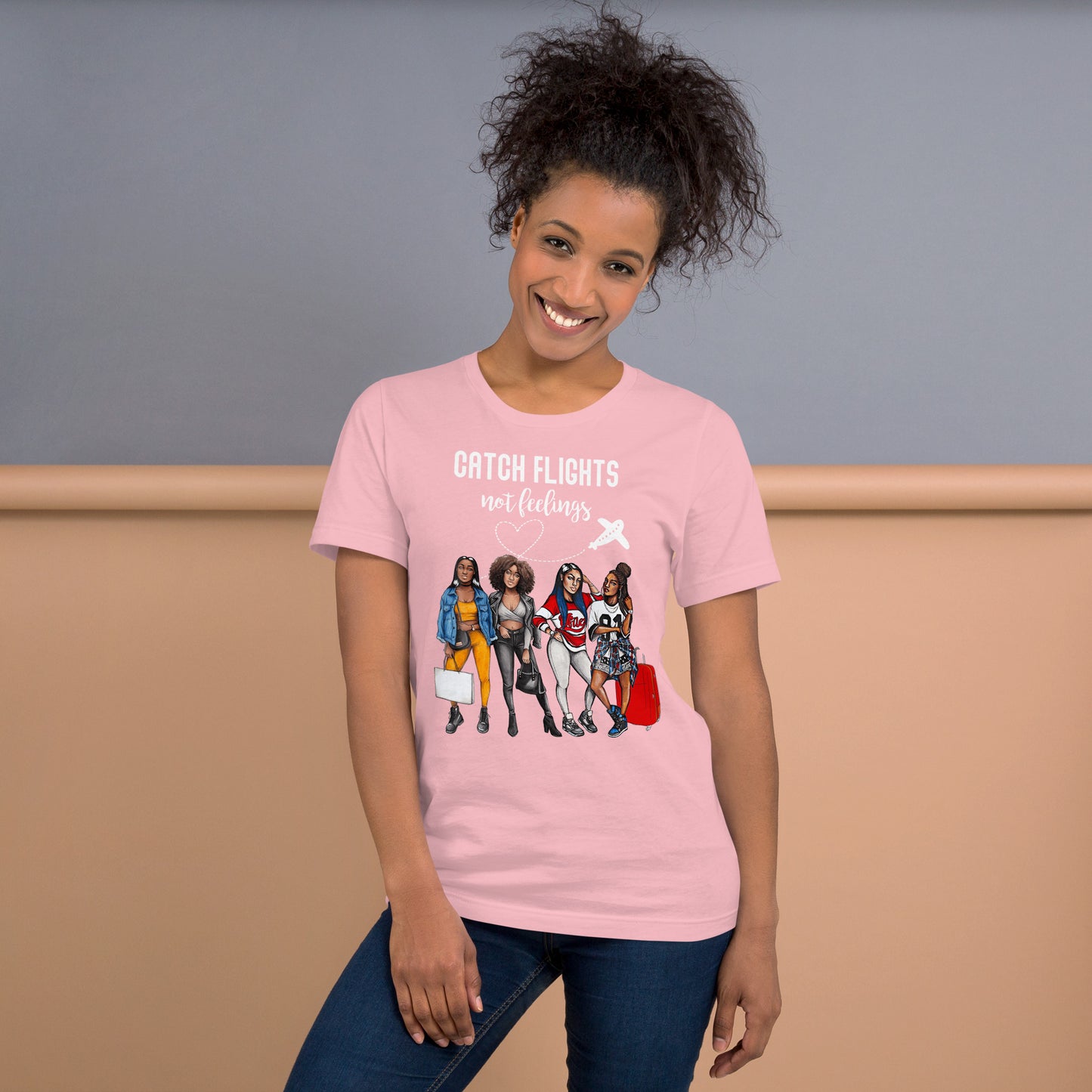 Catch Flights Not Feelings Black Women Vacation Group Summer T-Shirt