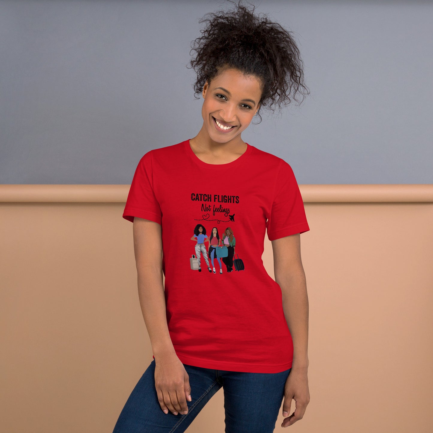 WOMENS CATCH FLIGHTS NOT FEELINGS SUMMER T-SHIRT GIFT FOR WOMEN