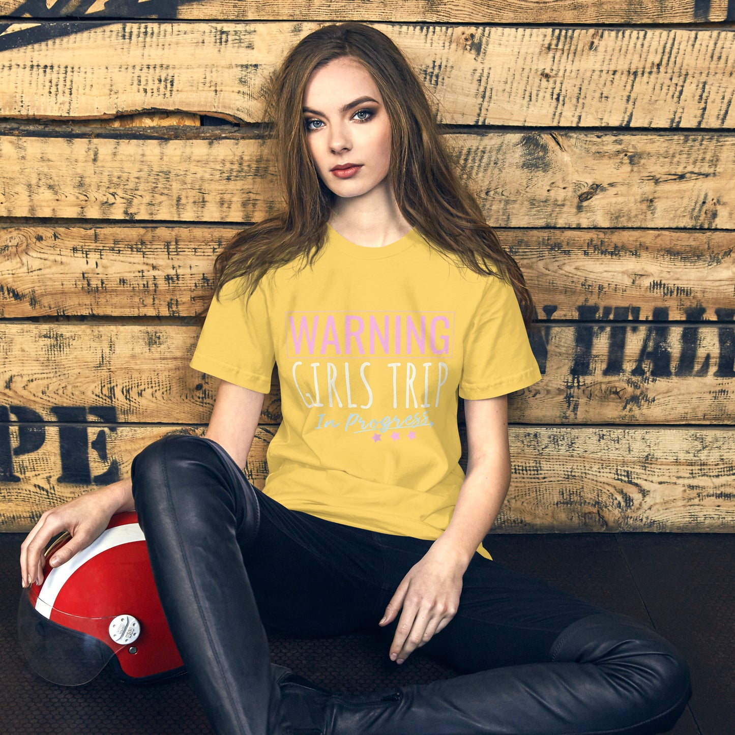 WOMENS WARNING GIRLS TRIP IN PROGRESS TRAVEL VACATION GROUP T-SHIRT