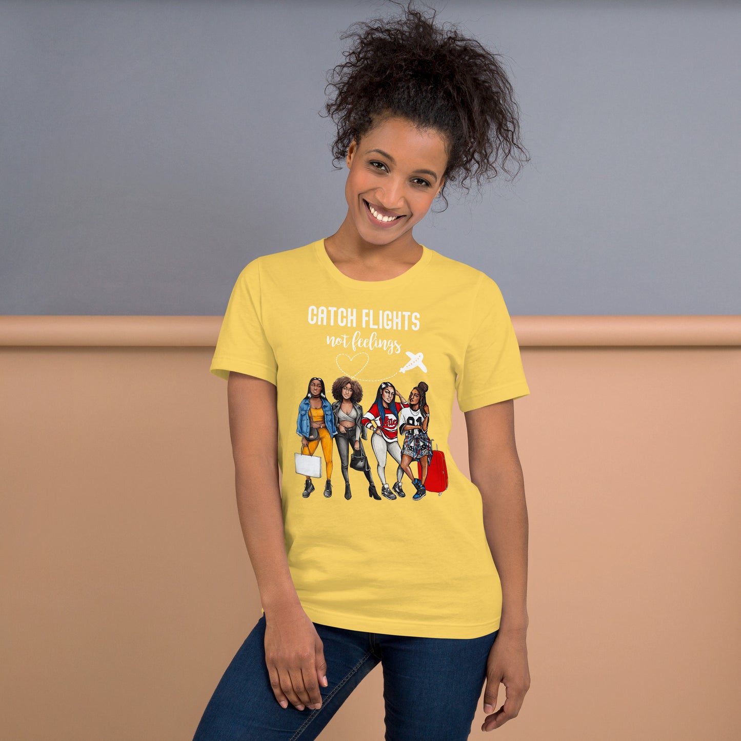 Catch Flights Not Feelings Black Women Vacation Group Summer T-Shirt