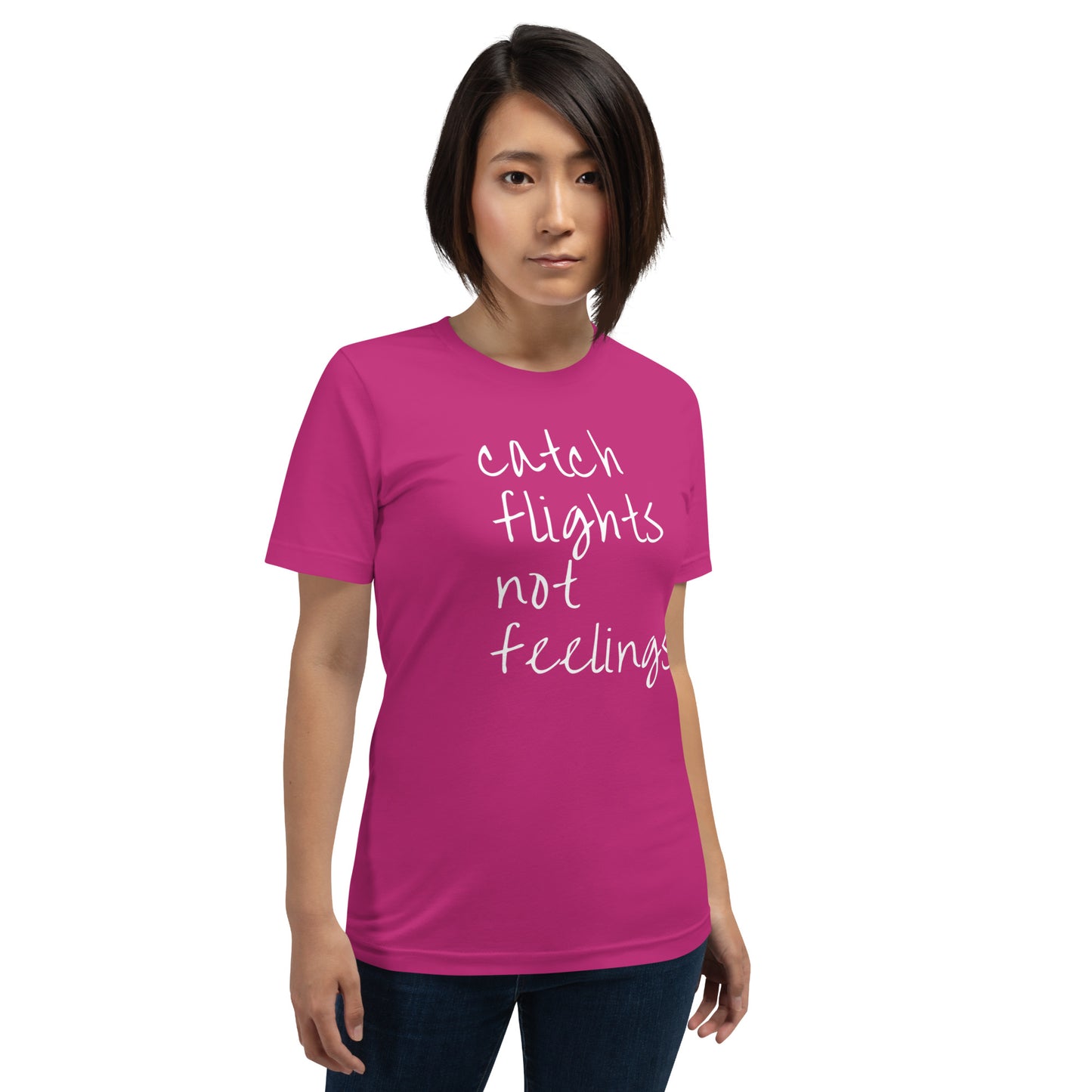 CATCH FLIGHTS NOT FEELINGS FUNNY TRAVEL SARCASTIC T-SHIRT