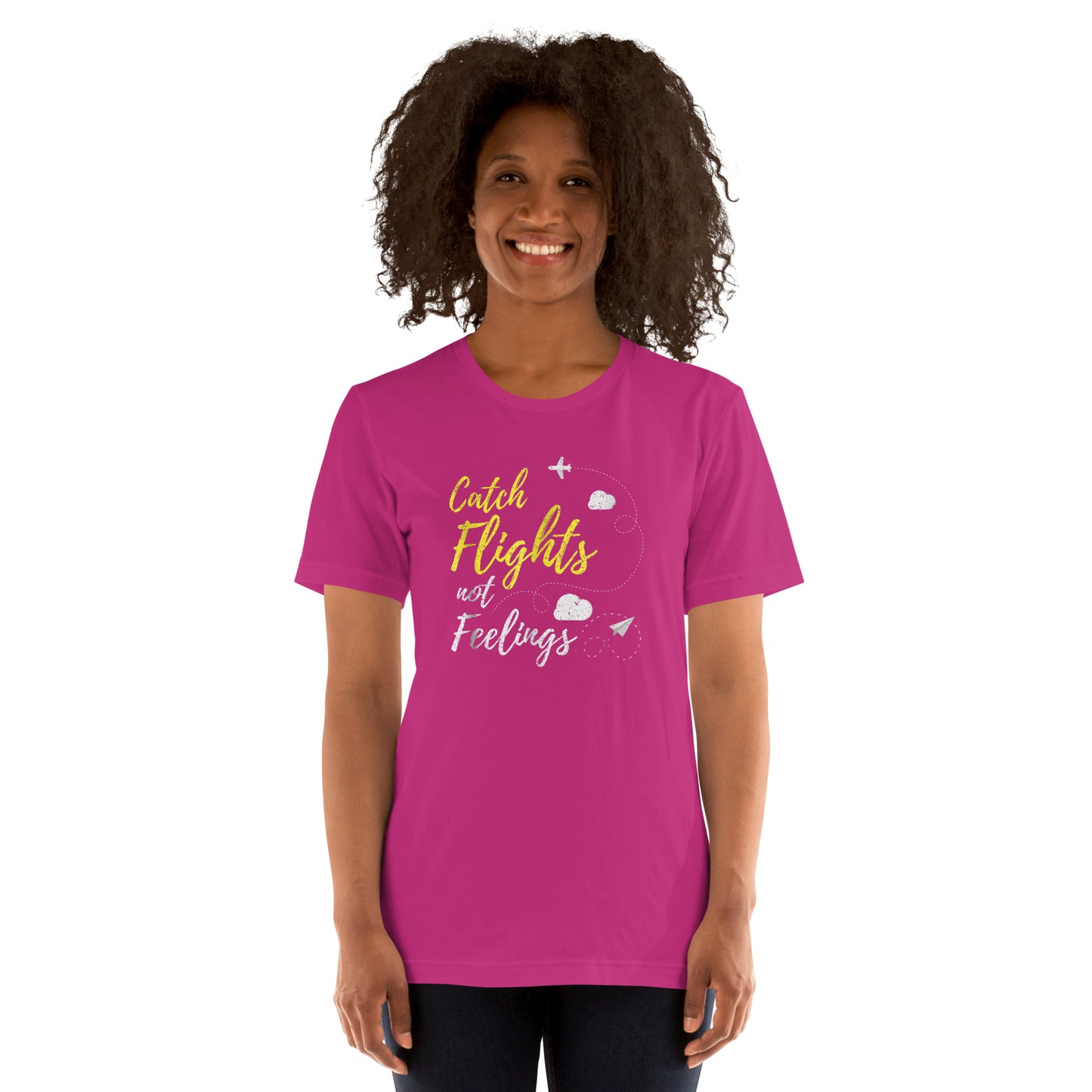 CATCH FLIGHTS NOT FEELINGS T-SHIRT _ LOVE TRAVEL FUNNY SHIRT