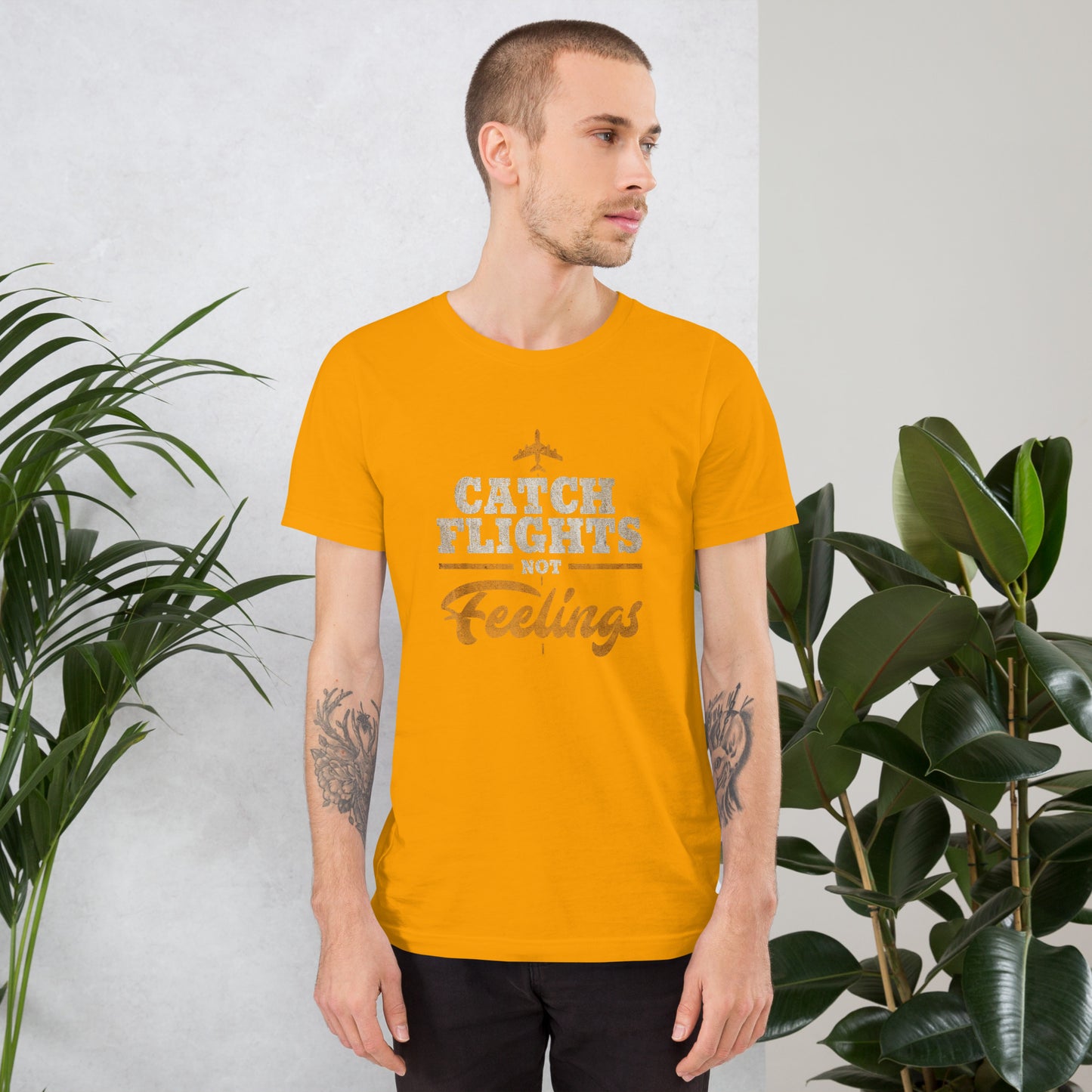 CATCH FLIGHTS NOT FEELINGS_ FUNNY AIRLINE TRAVELER T-SHIRT