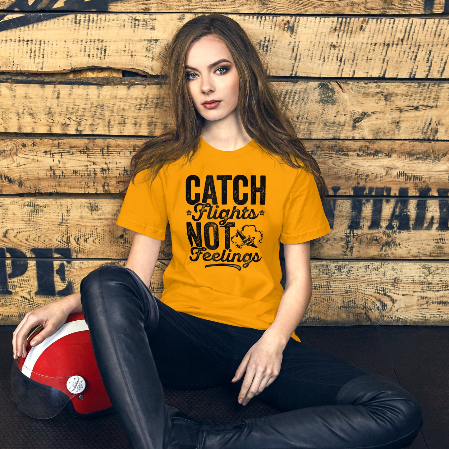 CATCH FLIGHTS NOT FEELINGS PILOT SHIRT FLIGHT ATTENDANT GIFT