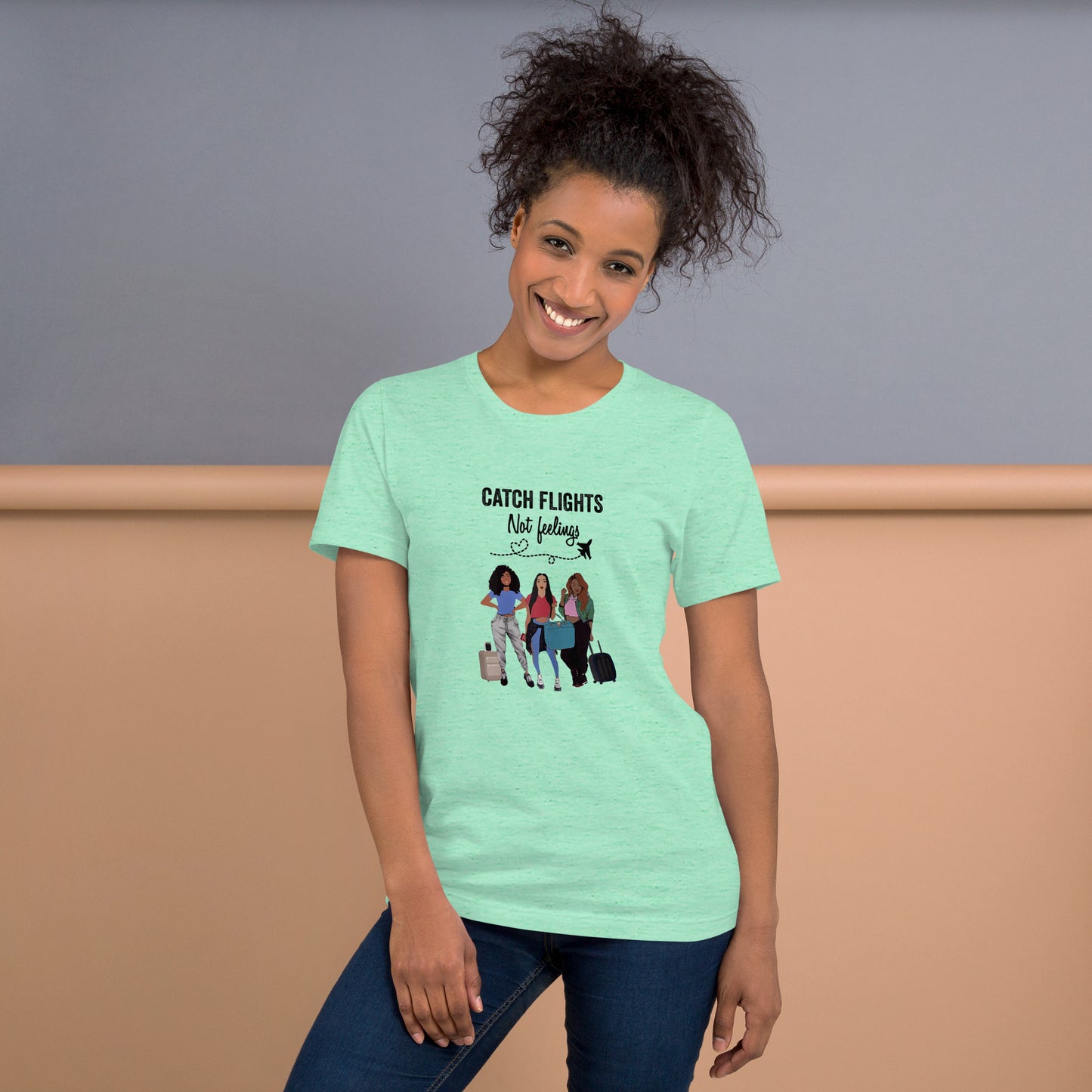 WOMENS CATCH FLIGHTS NOT FEELINGS SUMMER T-SHIRT GIFT FOR WOMEN