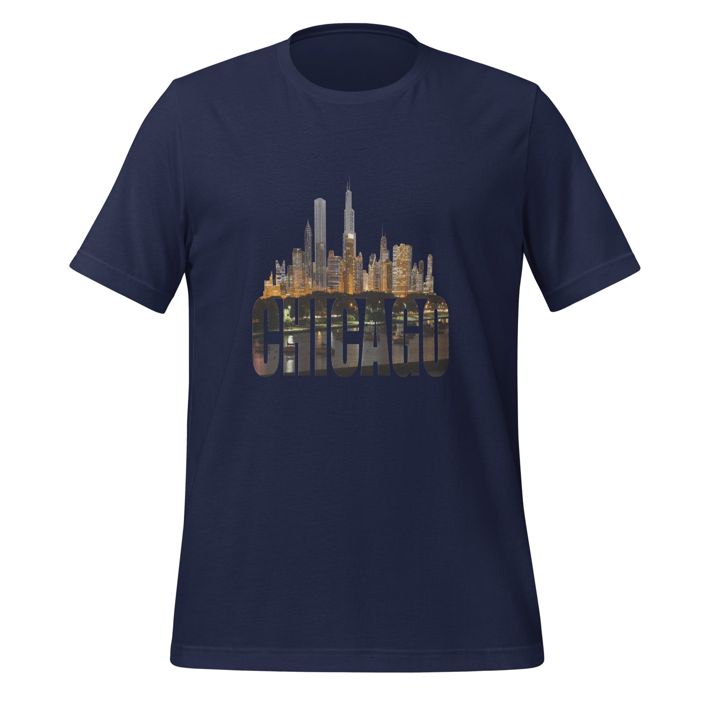 CHICAGO WITH CITY VIEW SKYLINE IN THE WORDS