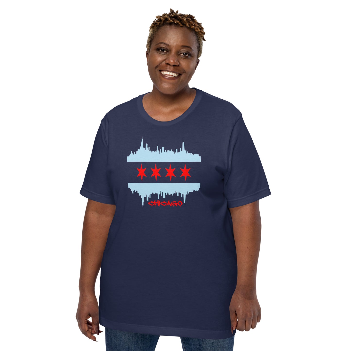 CHICAGO FLAG SKYLINE WITH STARS FOR SHIRTS