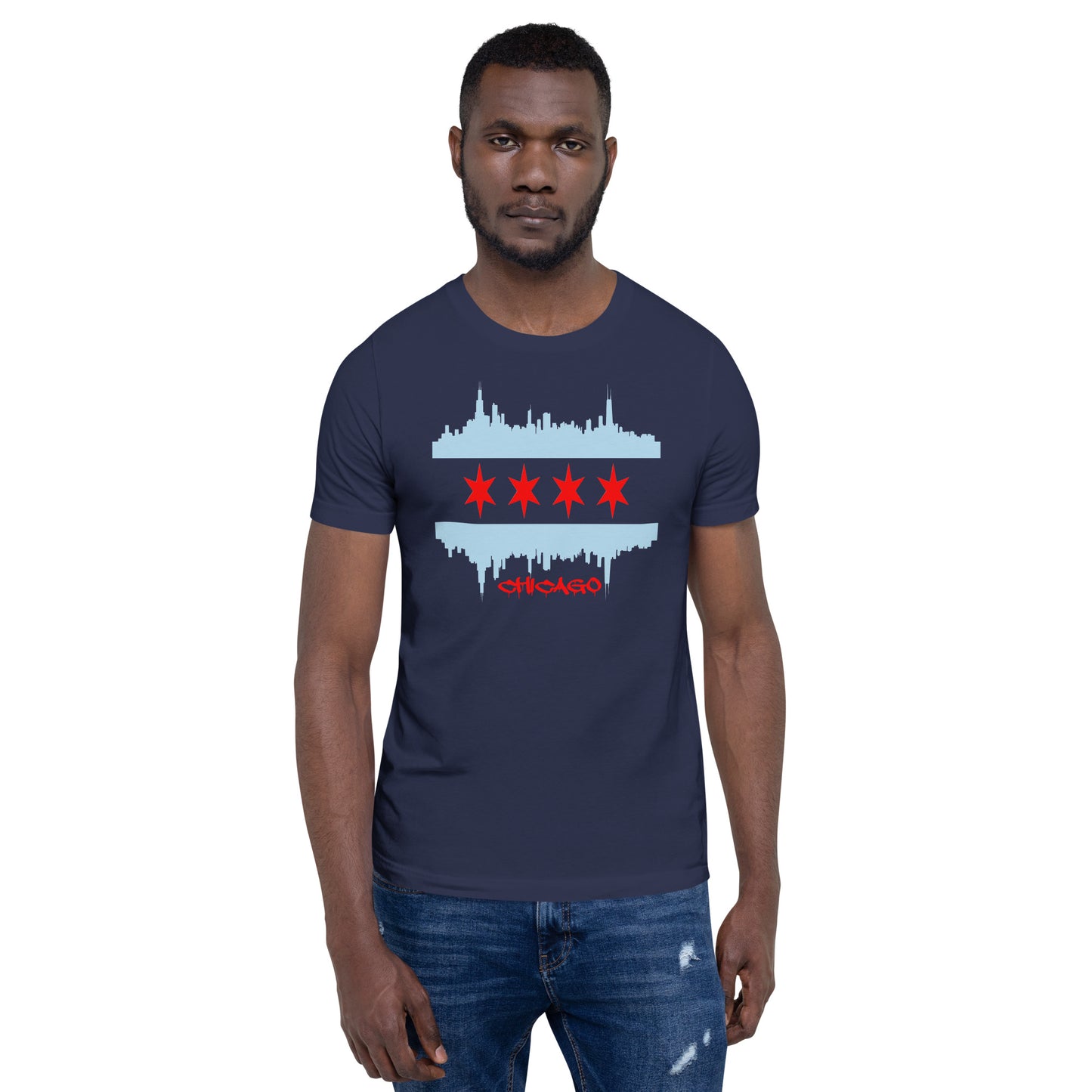 CHICAGO FLAG SKYLINE WITH STARS FOR SHIRTS