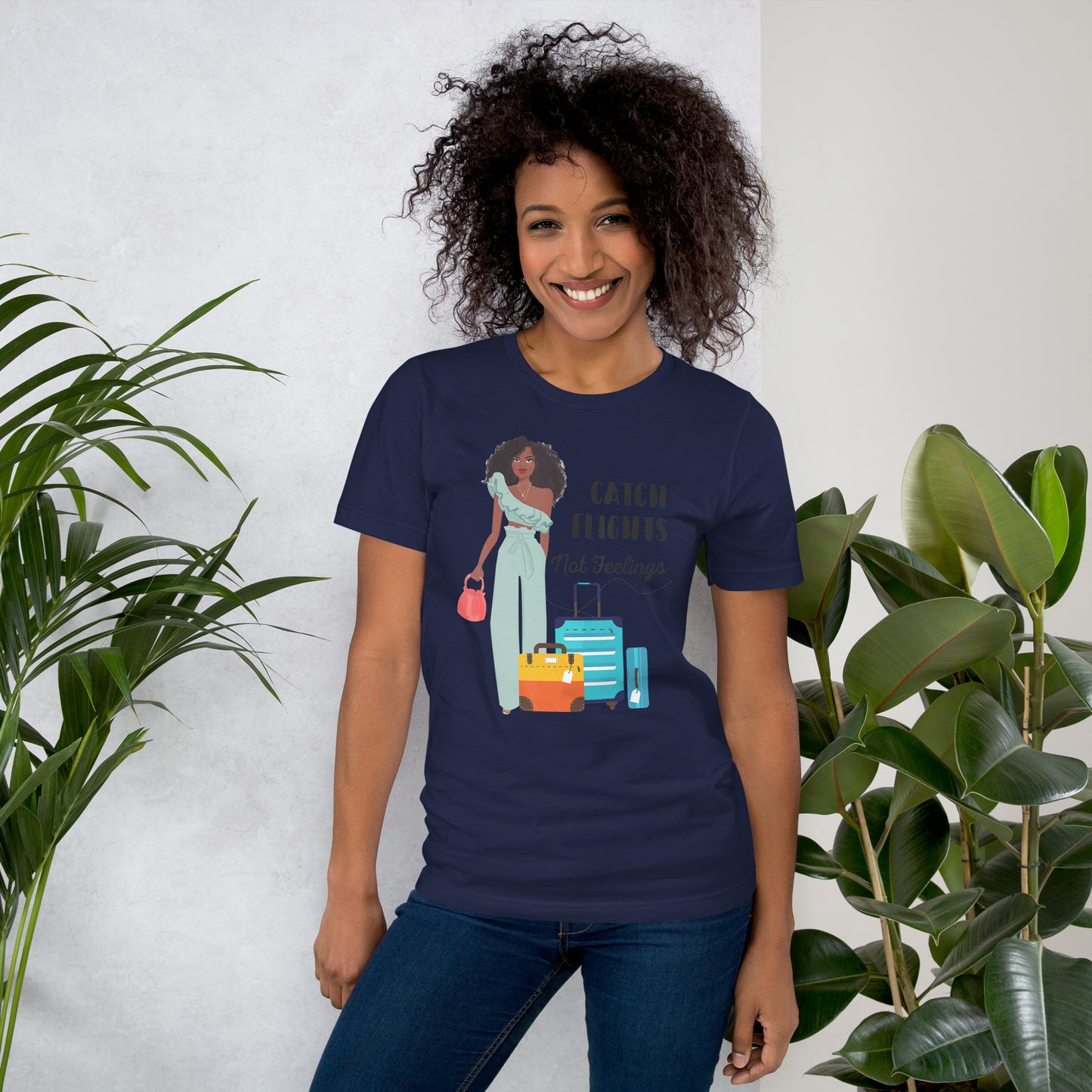 CATCH FLIGHTS NOT FEELINGS MELANIN QUEEN T-SHIRT