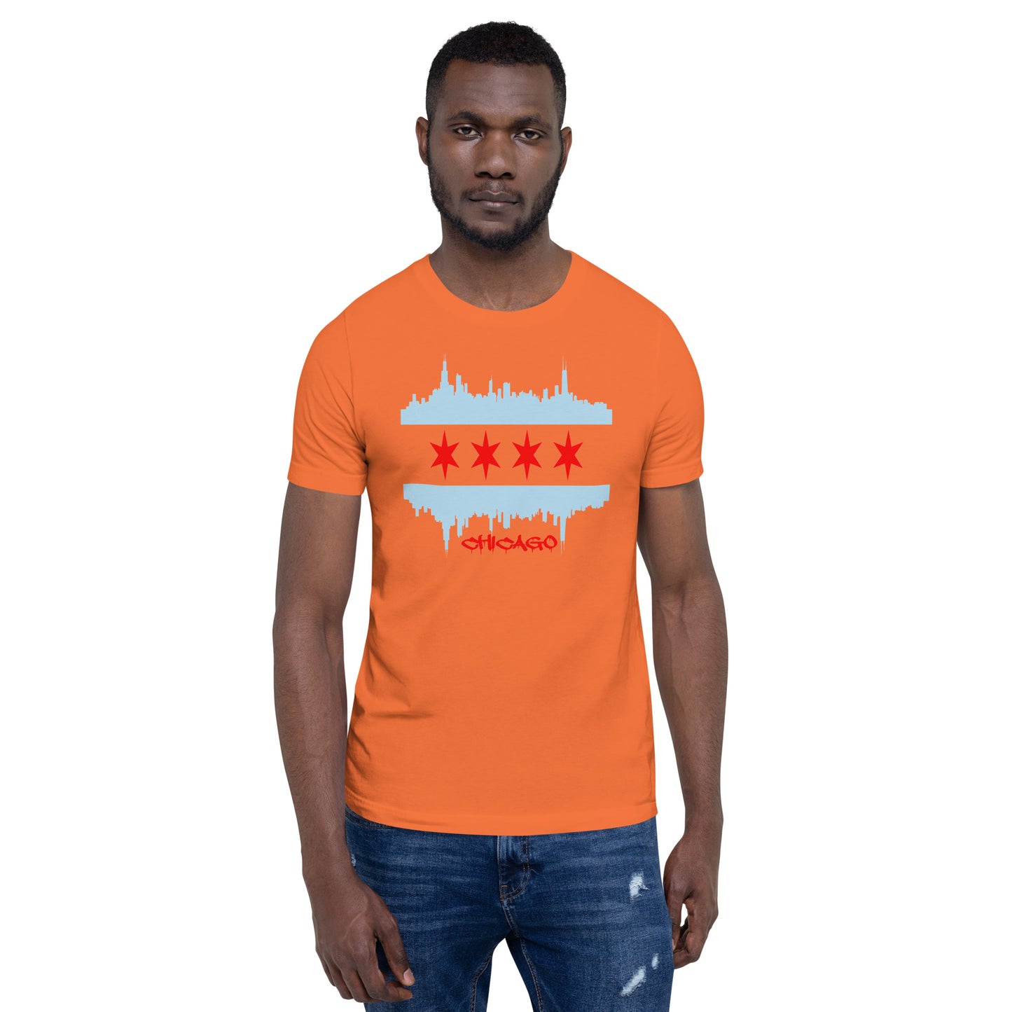 CHICAGO FLAG SKYLINE WITH STARS FOR SHIRTS