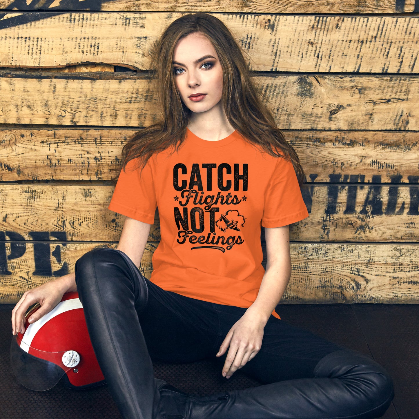 CATCH FLIGHTS NOT FEELINGS PILOT SHIRT FLIGHT ATTENDANT GIFT