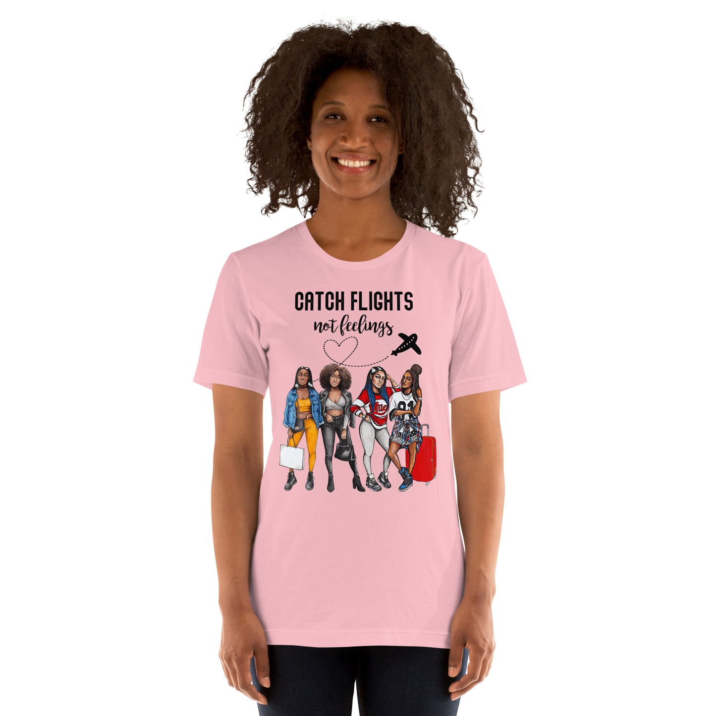 Catch Flights Not Feelings Black Women Vacation Ladies Summer T-Shirt