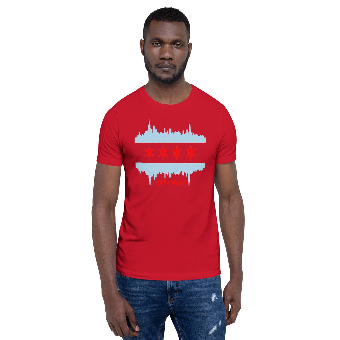 CHICAGO FLAG SKYLINE WITH STARS FOR SHIRTS