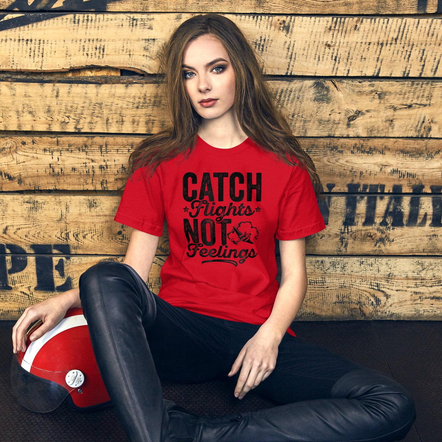 CATCH FLIGHTS NOT FEELINGS PILOT SHIRT FLIGHT ATTENDANT GIFT