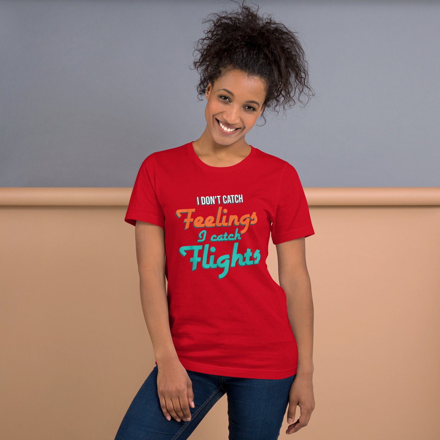 SHIRTOOPIA TSHIRT I DON'T CATCH FEELINGS I CATCH FLIGHTS T-S