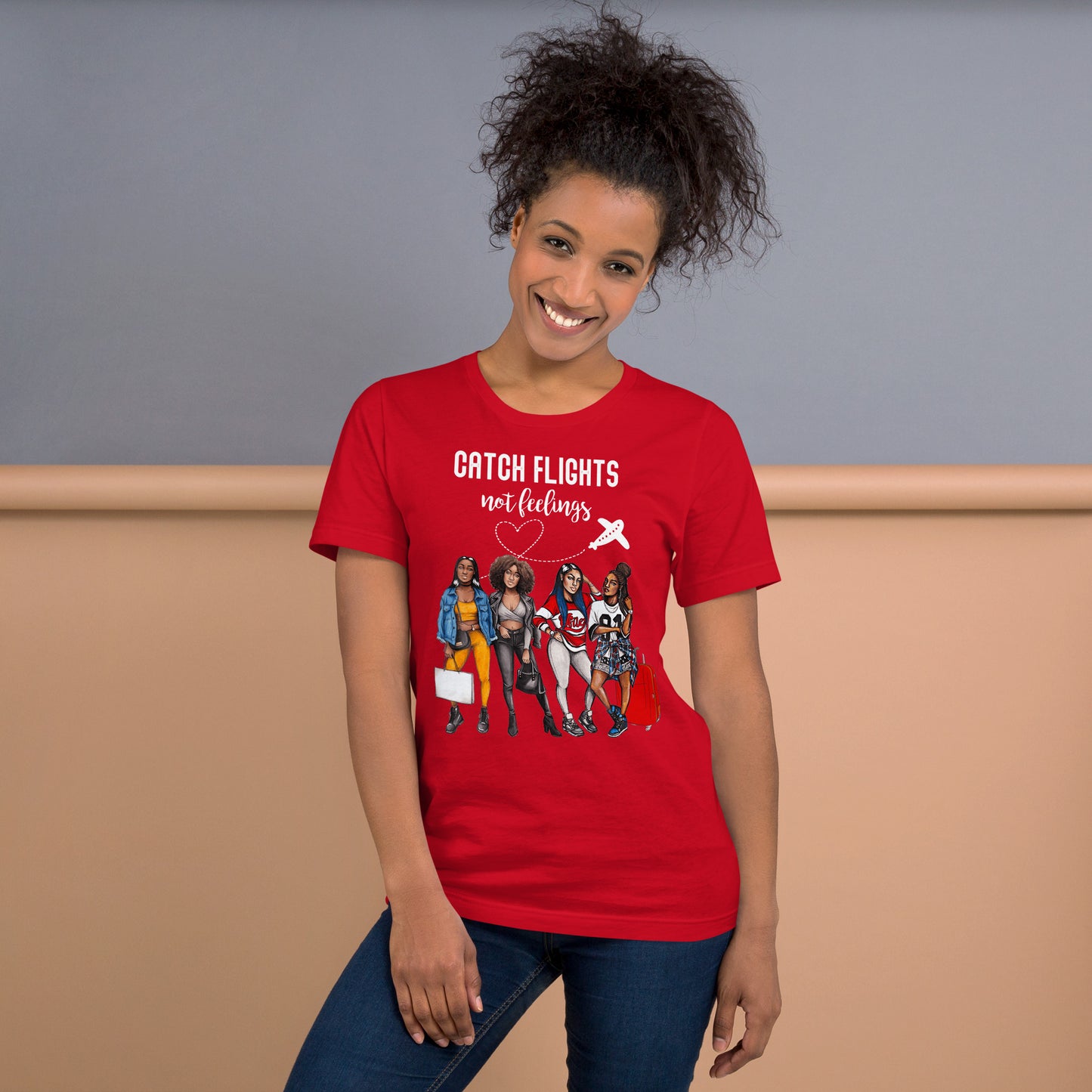Catch Flights Not Feelings Black Women Vacation Group Summer T-Shirt