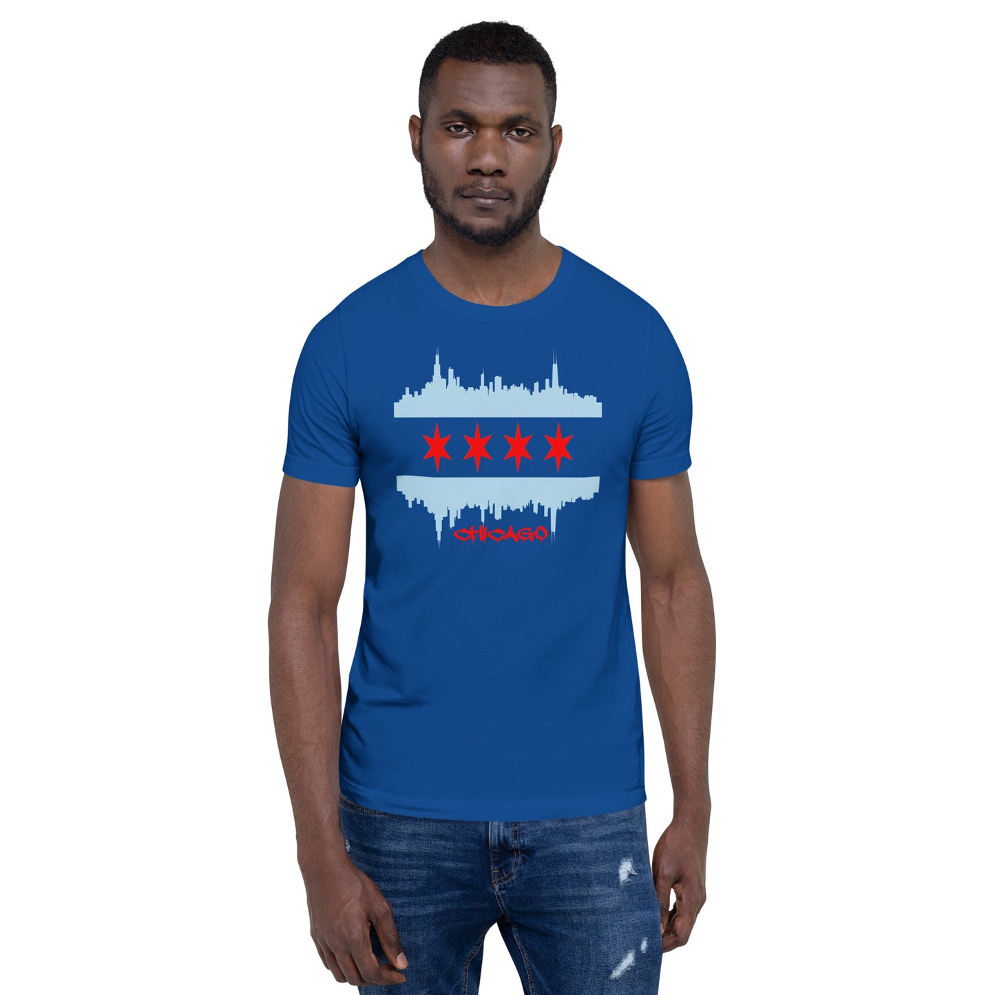 CHICAGO FLAG SKYLINE WITH STARS FOR SHIRTS