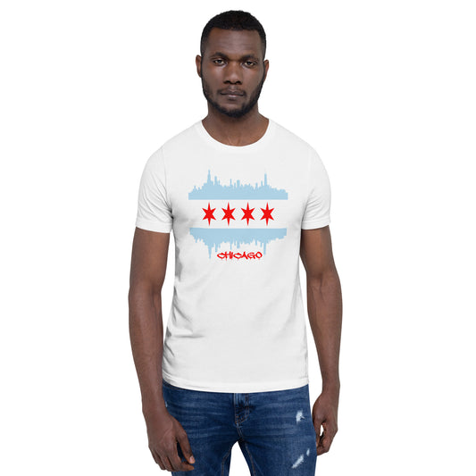 CHICAGO FLAG SKYLINE WITH STARS FOR SHIRTS