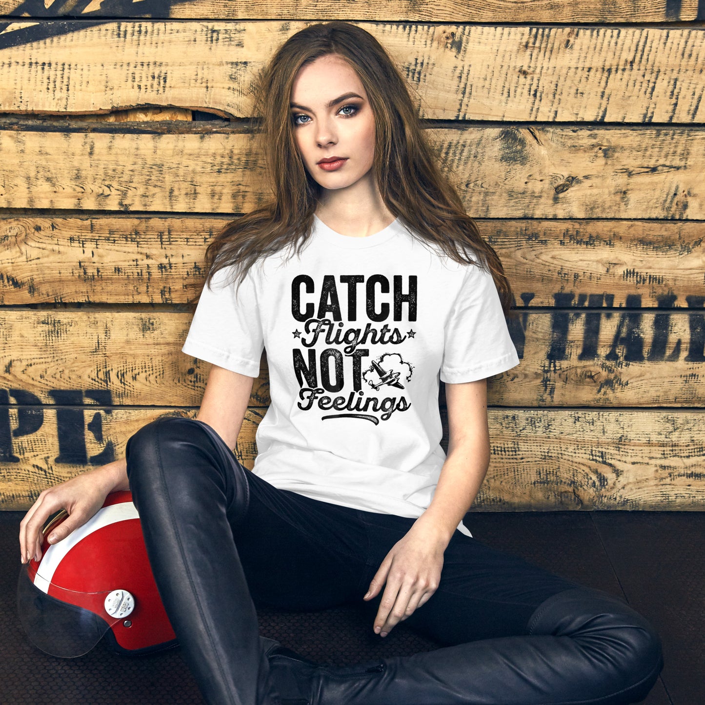 CATCH FLIGHTS NOT FEELINGS PILOT SHIRT FLIGHT ATTENDANT GIFT