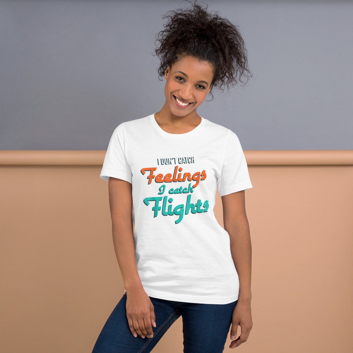 SHIRTOOPIA TSHIRT I DON'T CATCH FEELINGS I CATCH FLIGHTS T-S