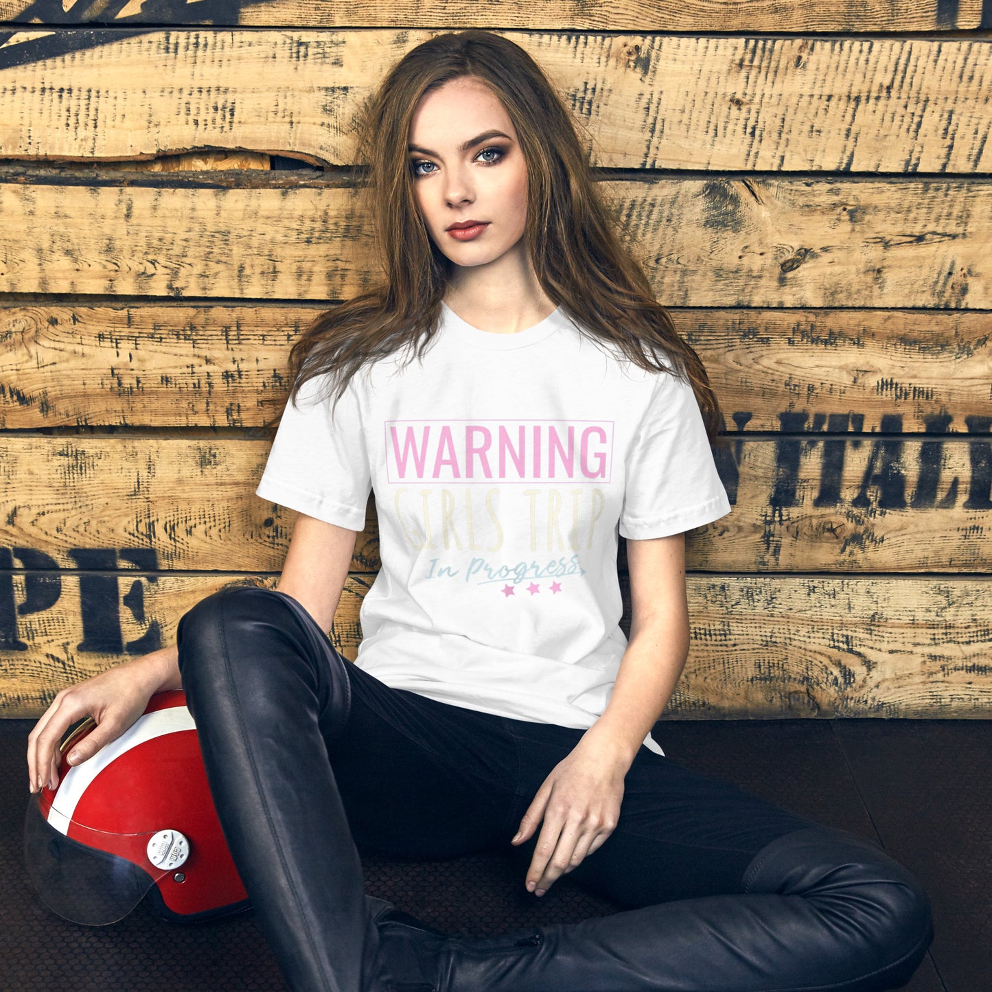 WOMENS WARNING GIRLS TRIP IN PROGRESS TRAVEL VACATION GROUP T-SHIRT