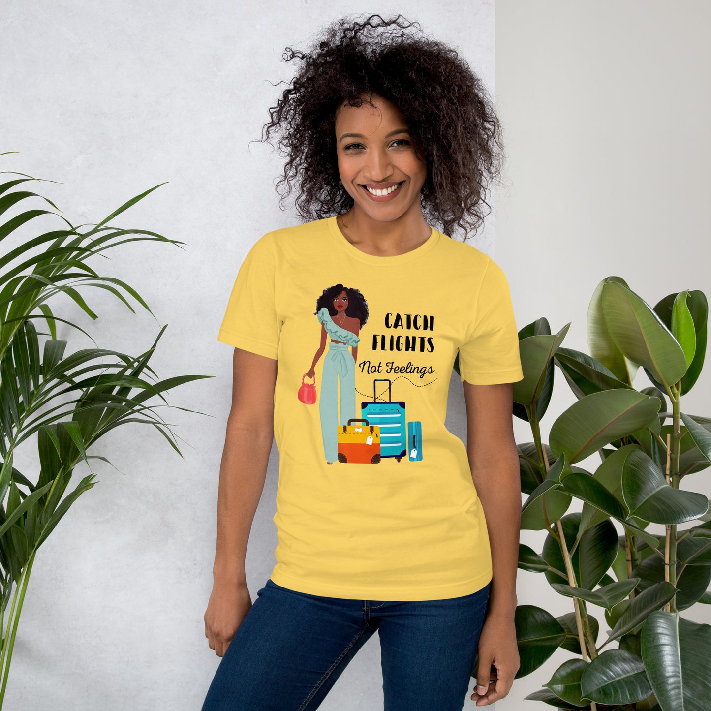 CATCH FLIGHTS NOT FEELINGS MELANIN QUEEN T-SHIRT